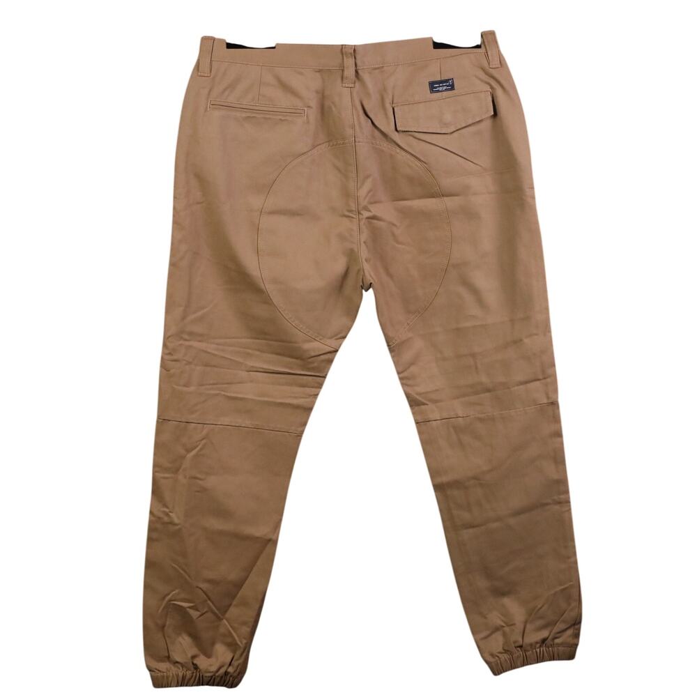 Crooks & Castles Jogger Pants Men 36 Khaki Tan Cotton Twill Tapered Classic NWT - Picture 2 of 14